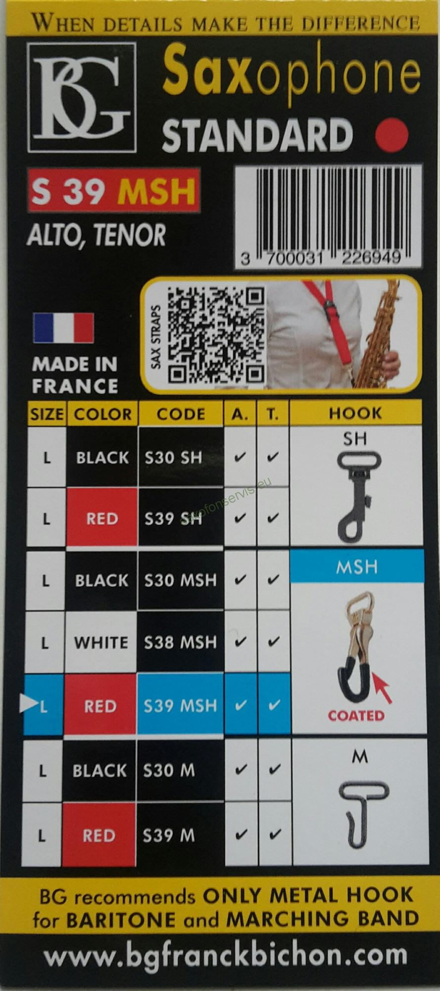 BG S39 MSH popruh na alt,tenor saxofon
