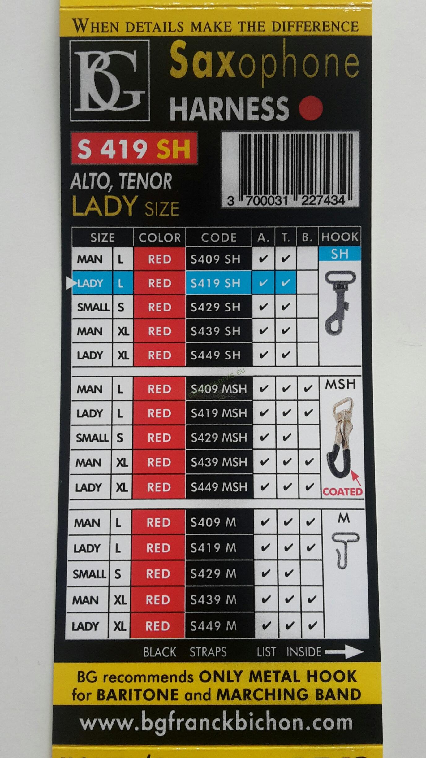 BG S409 SH popruh na alt,tenor saxofon
