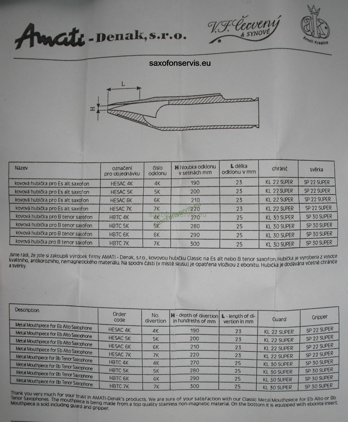 AMATI Metal 280/2 hubička tenor saxofon (No.1)
