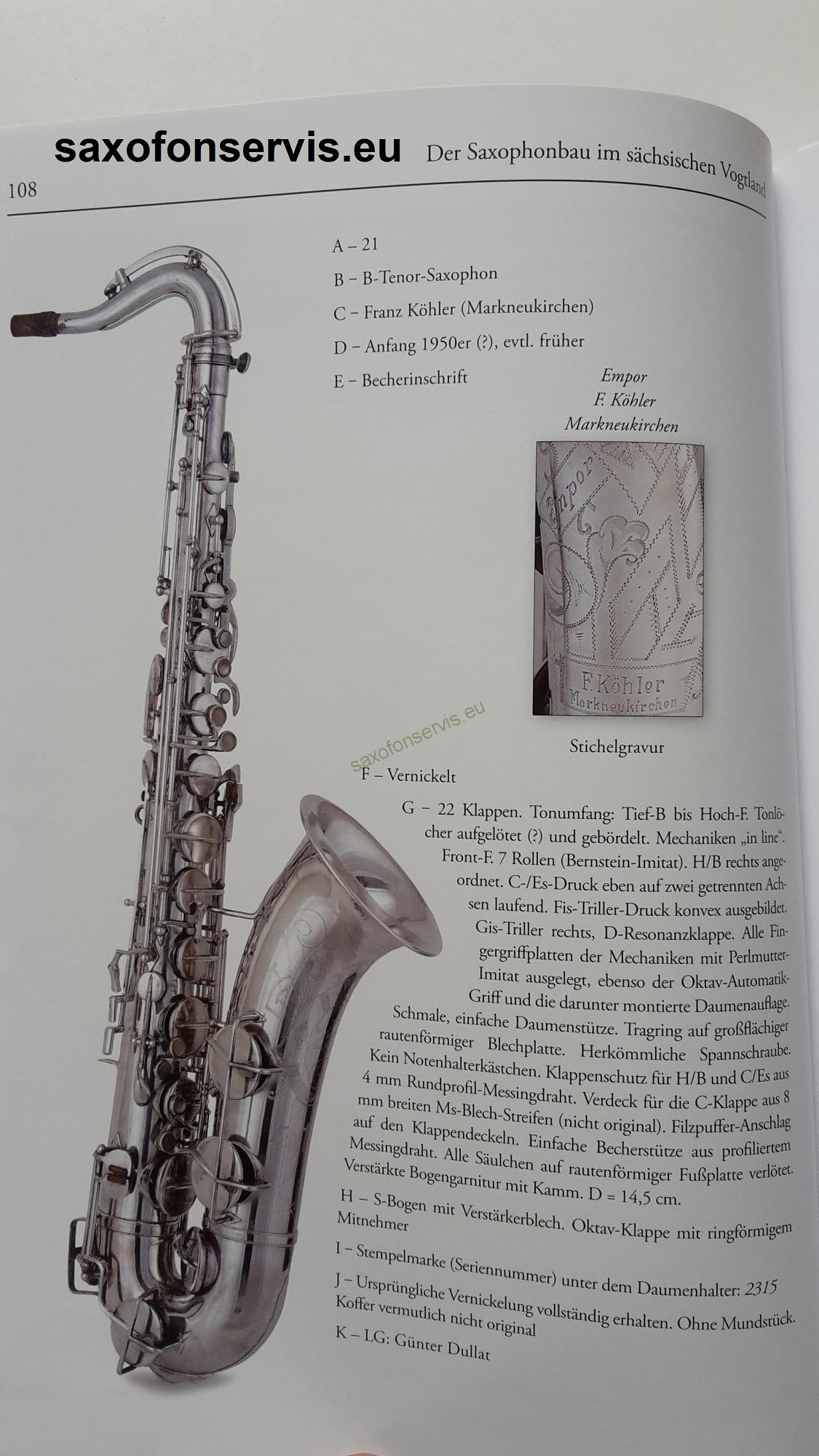 tenor saxofon Köhler - skelet